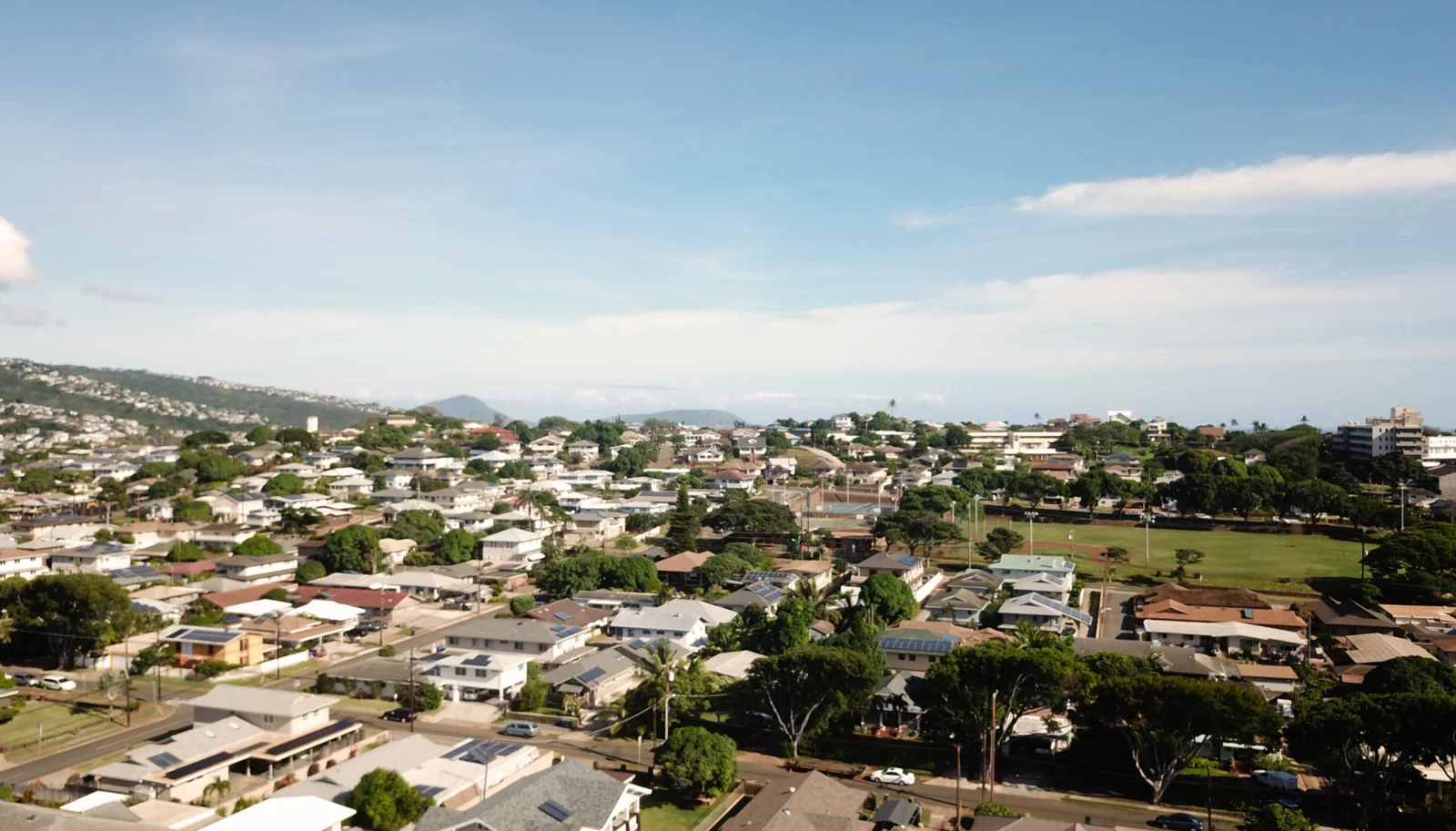Aerial view of a Honolulu neighborhood